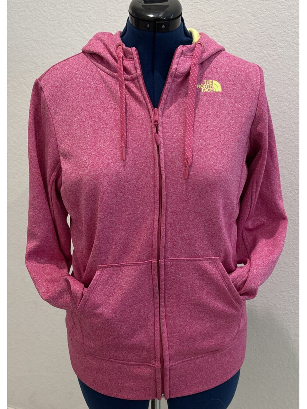 The North Face Fave Full Zip Hoodie Pink Yellow Women's Large A6S0